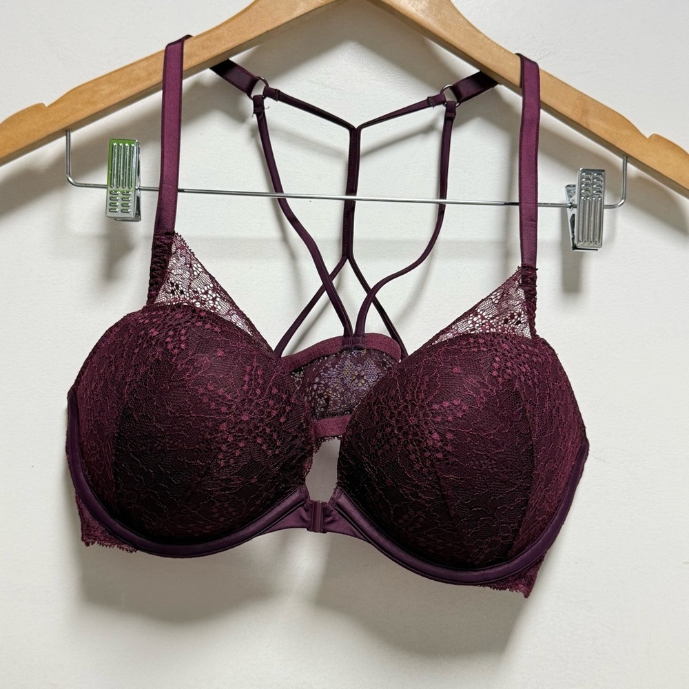 Victoria's Secret Pink Lace Bra in Rich Burgundy Size 34C